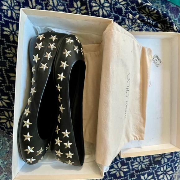 Jimmy Choo Black Star Flats SZ 10 - Picture 6 of 8